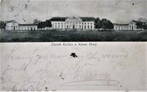Hlavní průčelí zámku Kačina při pohledu od silnice, pohlednice z r. 1902