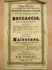Plakát k dramatu Boccaccio a komedii Nalezenec (oslava narozenin Rudolfova otce Jindřicha) Kačina, 25.5.1853