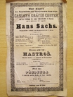 Plakát ke hře Hans Sachs a frašce Hastroš (otevření zámeckého divadla a oslava jmenin Rudolfovy matky Karoliny) Kačina, 9.11.1851