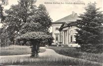 Zámek Kačina, parkové úpravy v prostoru za zadním průčelím pravé kolonády a pavilonem knihovny, snímek z počátku 20. století